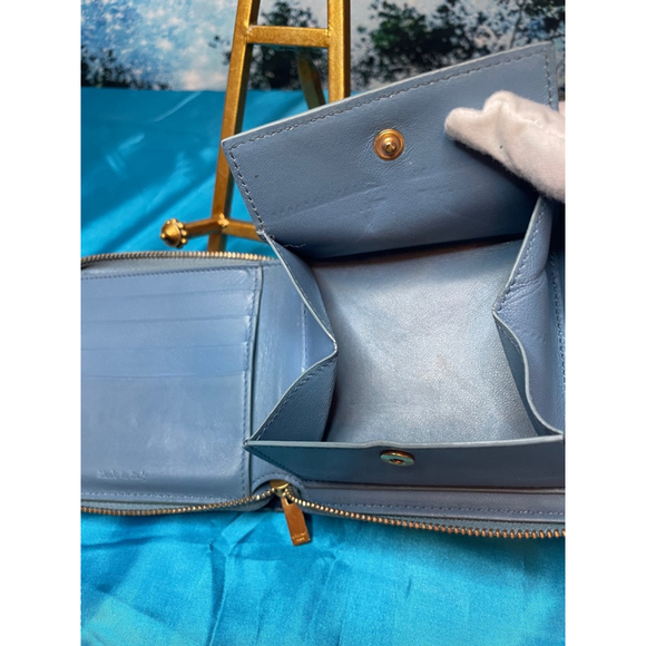 Celine Wallet Unisex Two Tone Blue Leather Zip Around Excellent Condition - Picture 9 of 15